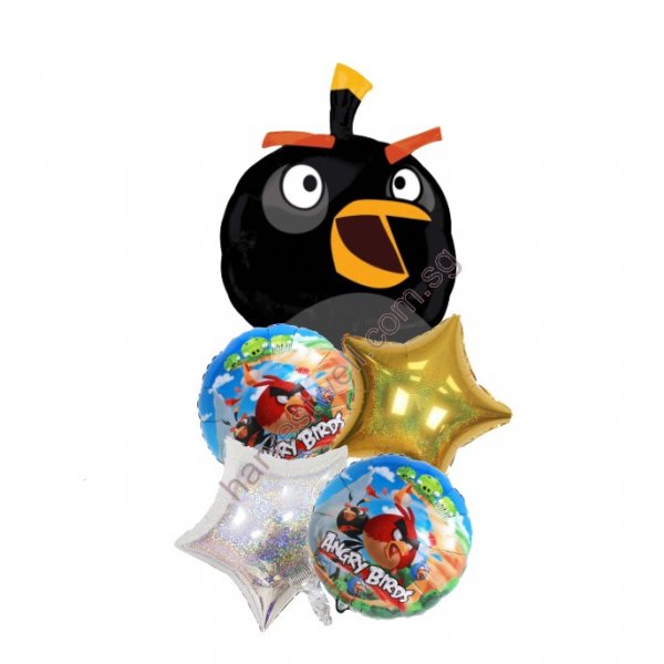 Black "Bomb" Angry Birds Balloon Bouquet Black "Bomb" Angry Birds Balloon Bouquet